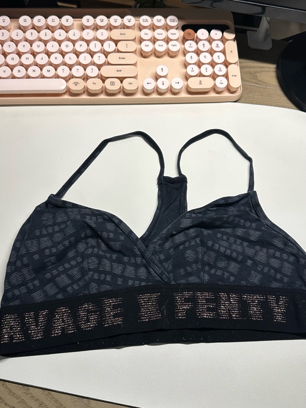 Savage X Fenty Black Lace-Effect Racerback Bralette